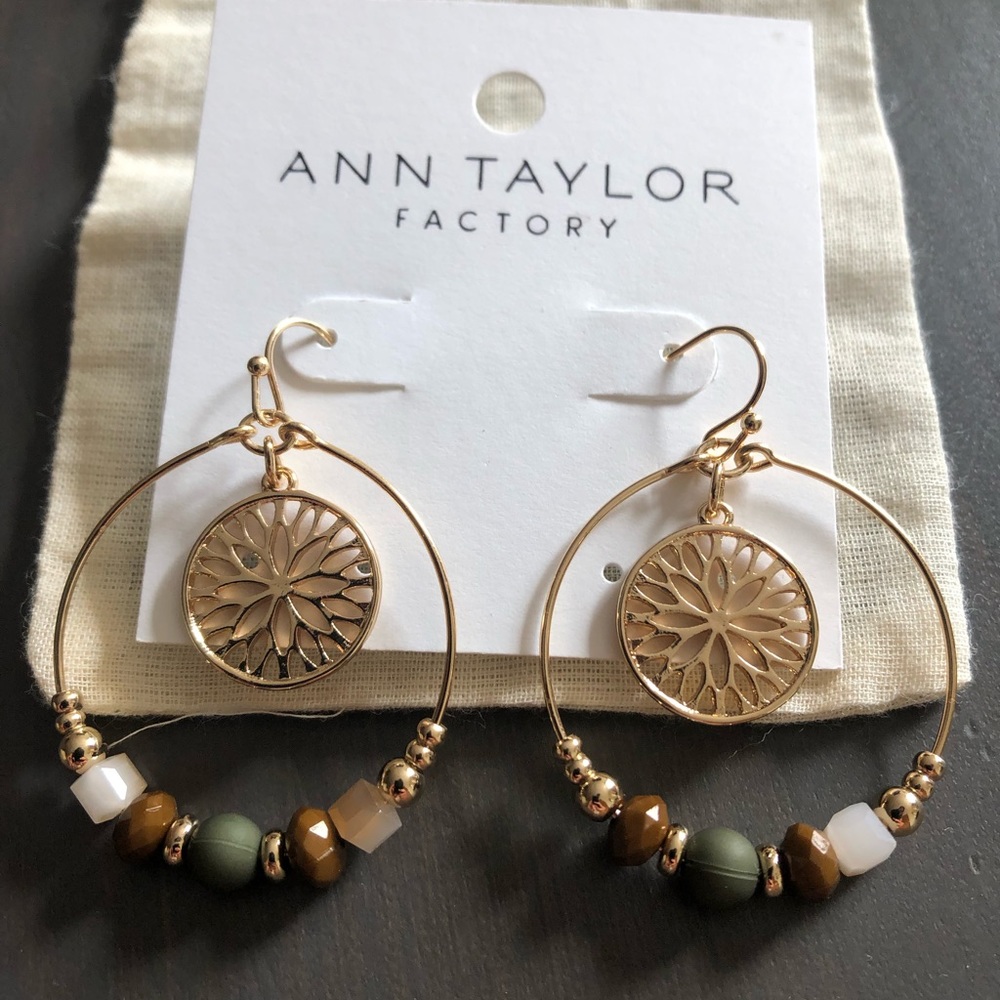 Ann Taylor Beaded Hoop Earrings